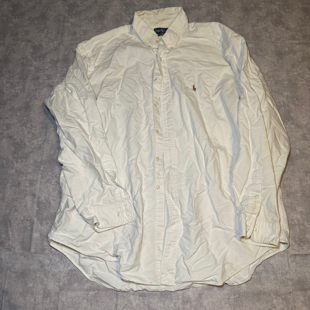 Ralph Lauren Yarmouth White Oxford Shirt Mens 17.5 34/35 Long Sleeve Cotton Pony